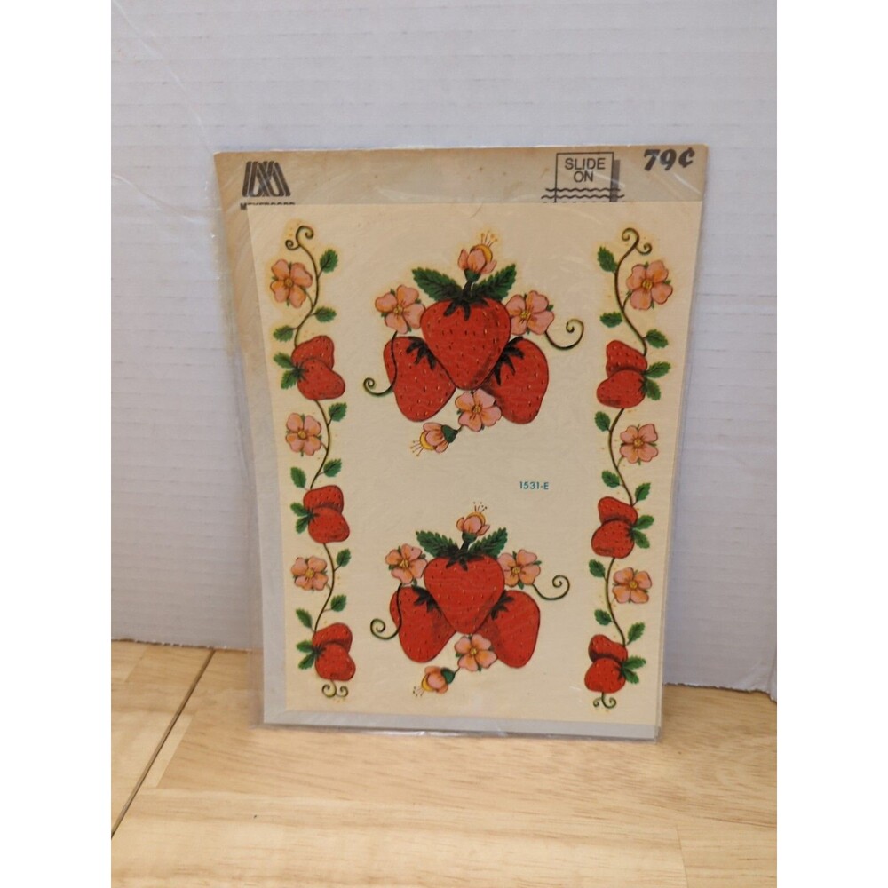 Vintage Meyercord Decals Strawberries  1970s Cottagecore Kitchy Design